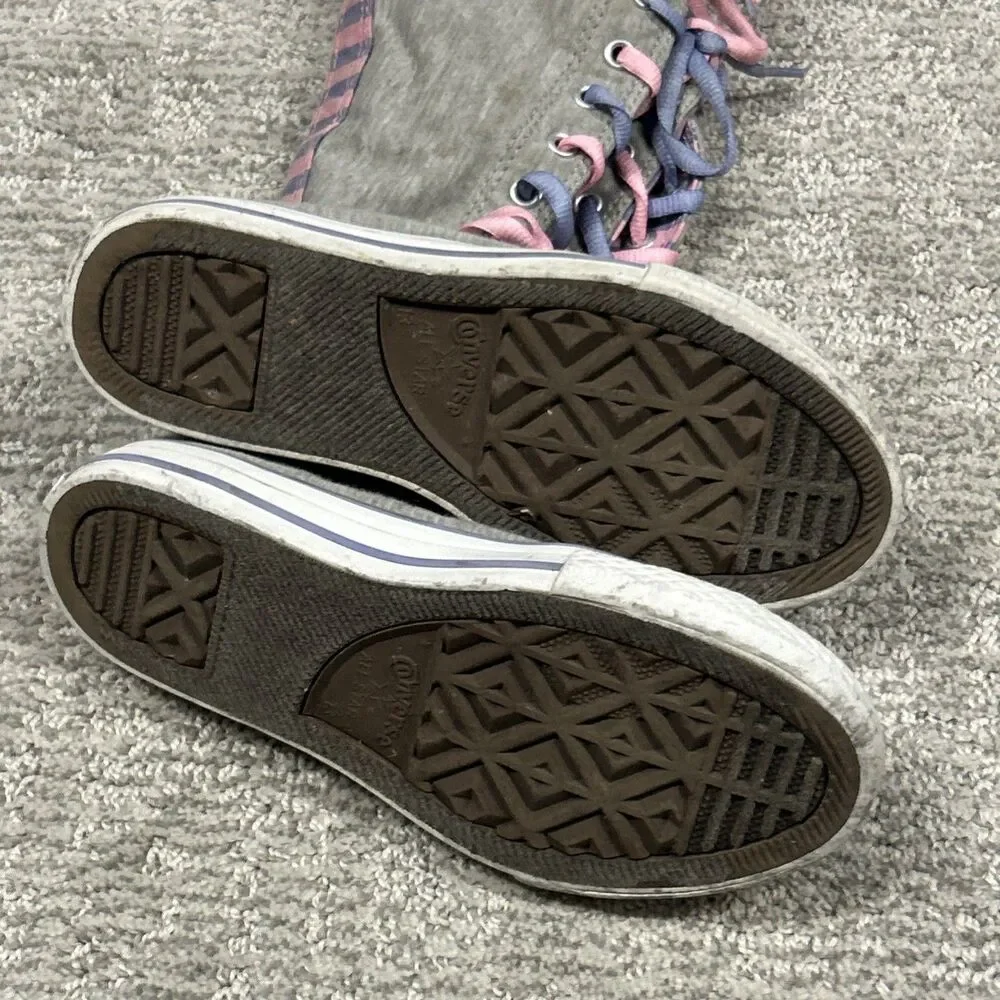 Converse Chuck Taylor All Star XX-MIDCALF Boots Girls 13 Gray Pink Sneaker Shoes